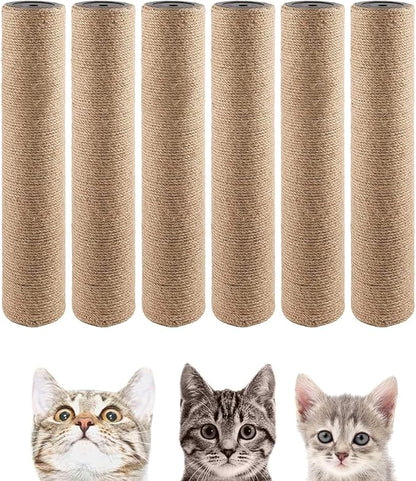 BNOSDM 15" x 2.75" M8 6 Pack Cat Tree Scratching Post Replacement Parts for Indoor Cats Tower Rope Scratch Poles Refill Sisal Pole Part for Refurbishment Accessories Spare Green - PAWPICO