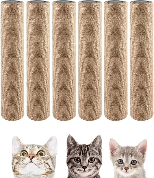 BNOSDM 15" x 2.75" M8 6 Pack Cat Tree Scratching Post Replacement Parts for Indoor Cats Tower Rope Scratch Poles Refill Sisal Pole Part for Refurbishment Accessories Spare Green - PAWPICO
