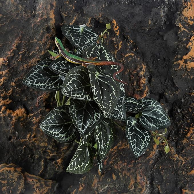 Fake Reptile Plants for Reptile Terrarium Plants, Reptile Plant Décor, Turtle Tank Plants with Suction Cup IBWell