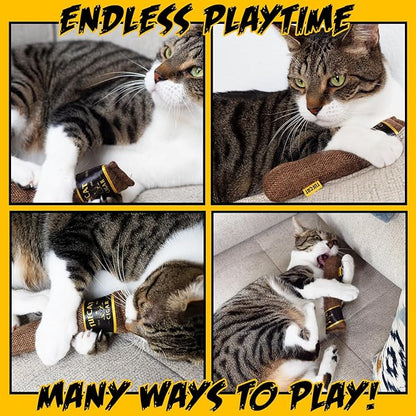 Cat Toy Cigar, Catnip Toys for Cats of All Breeds, Cat Toys for Indoor Cats, Kitten Toys, Action Themed Fun for Kicking, Biting, Chewing (Brown, 1-Pack) - PAWPICO