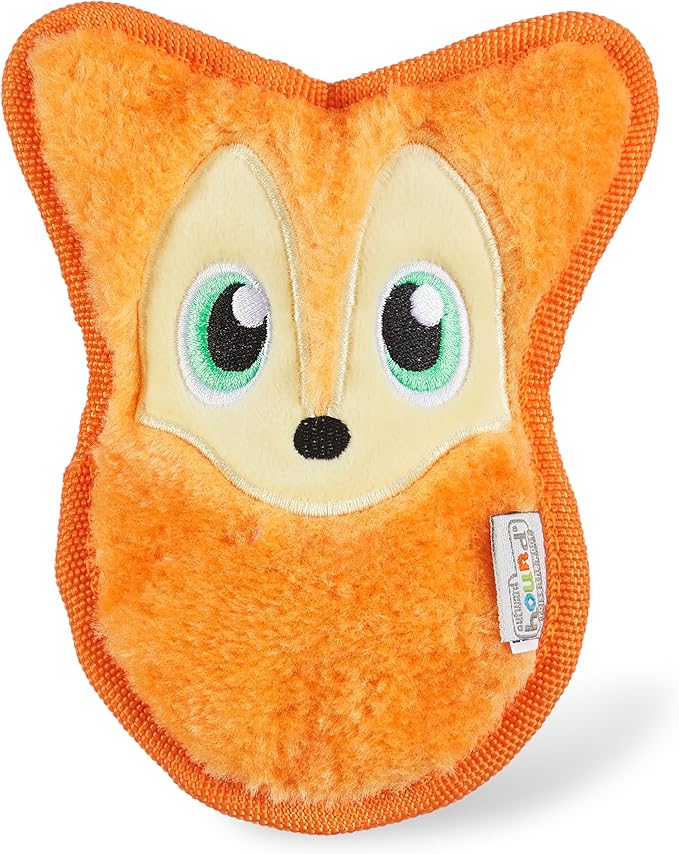 Outward Hound Durablez Tough Plush Squeaky Dog Toy, Fox, Orange, XS - PAWPICO