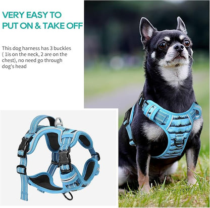 Timos Dog Harness for Small Dogs No Pull,Front Clip Dog Walking Harness with Reflective Adjustable Soft Padded Vest and Easy Control Handle,No-Choke Pet Harness with 2 Metal Rings,Morning,S Timos