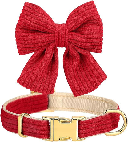 Didog Cute Small Dog Harness Collar & Leash Set, Adjustable Dog Collars and Leashes with Bowtie, Breathable Soft Mesh Padded Dog Vest for Puppies Small Dogs Walking, Red, S Didog