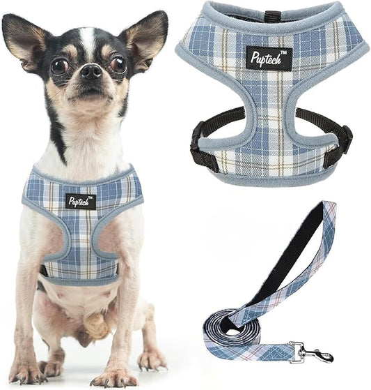 PUPTECK Soft Mesh Dog Harness and Leash Set Pet Puppy Cat Comfort Padded Vest No Pull Harnesses, Sky Blue, XS PUPTECK