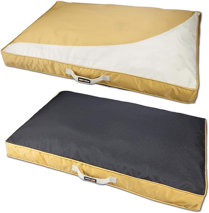 Dog Helios 'Immortal-Trek' Waterproof Rectangular Travel Dog Bed, Small, Yellow - PAWPICO