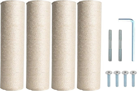 Dimaka Cat Scratching Post Replacement Pole, Cardboard and Sisal(Beige-4 Posts, 7.9 in / 20 cm) - PAWPICO