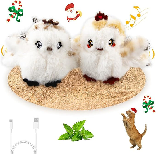 Gigwi Interactive Cat Toys for Indoor Cats, Flapping and Chirping Catnip Toys for Cat Exercise, Automatic Cat Toy with Beating Wings & Real Feather Tail, Rechargeable Cat Kicker Toy Prince & Princess - PAWPICO