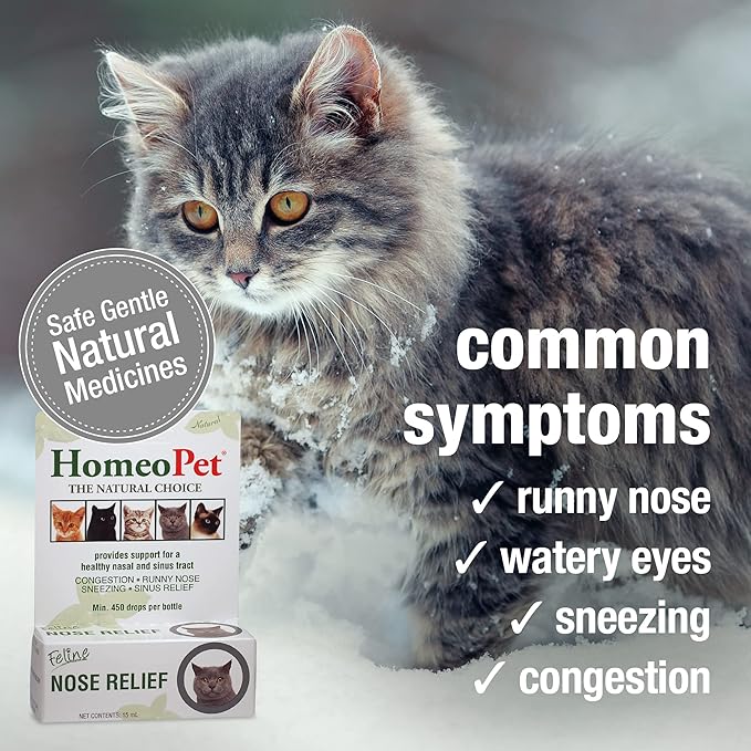 HomeoPet Feline Nose Relief, Natural Nasal and Sinus Medicine for Cats, Pet Medicine, 15 Milliliters HomeoPet