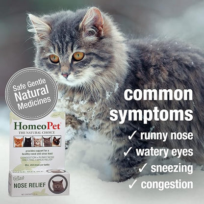 HomeoPet Feline Nose Relief, Natural Nasal and Sinus Medicine for Cats, Pet Medicine, 15 Milliliters HomeoPet