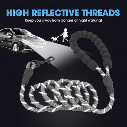 BAAPET 2/4/5/6 FT Dog Leash with Comfortable Padded Handle and Highly Reflective Threads for Small Medium and Large Dogs (5FT-1/3'', Grey) - PAWPICO