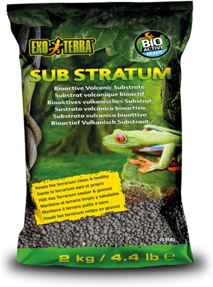 Exo Terra Sub Stratum, Bioactive Volcanic Substrate for Reptile Terrariums, Eliminates Odor, Offers Correct Moisture Levels 4.4 lb ExoTerra