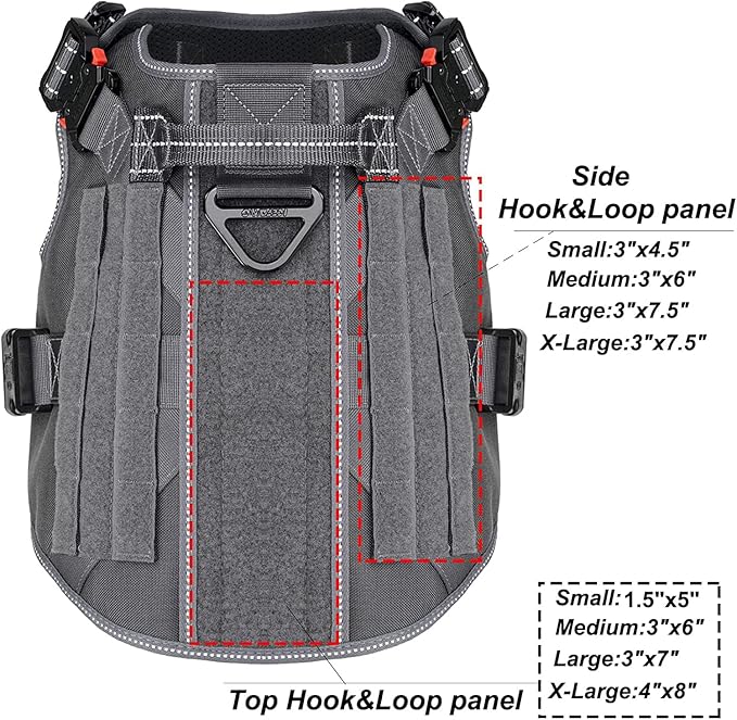 ICEFANG Tactical Dog Harness,X-Large Size, 2X Metal Buckle,Working Dog MOLLE Vest with Handle,No Pulling Front Leash Clip,Hook and Loop Panel - PAWPICO
