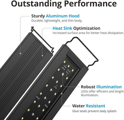 NICREW C10 Plants LED Aquarium Light, 18-24 in, 13 Watts, Full Spectrum Fish Tank Light with Timer, Day and Night Cycle, Brightness Adjustable NICREW