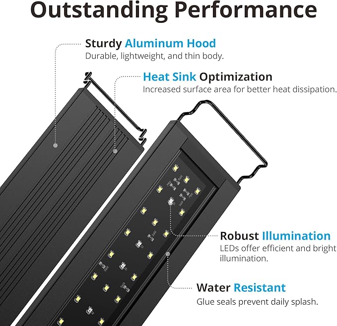 NICREW C10 Plants LED Aquarium Light, 12-18 in, 9 Watts, Full Spectrum Fish Tank Light with Timer, Day and Night Cycle, Brightness Adjustable NICREW