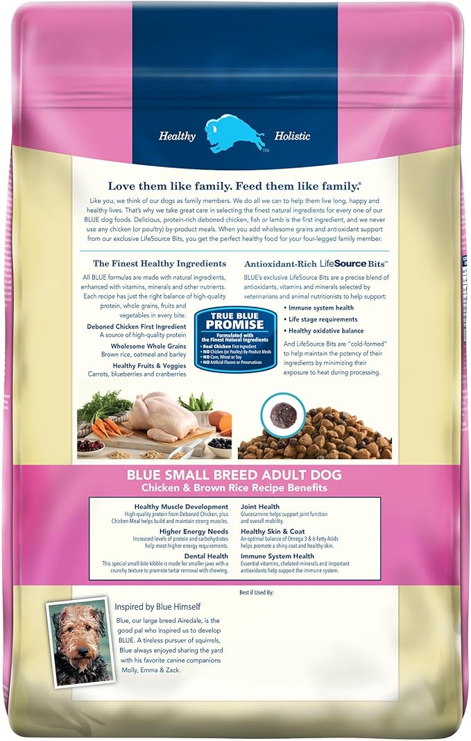 Blue Buffalo Life Protection Formula Adult Small Breed Dry Dog Food, Supports High Energy Needs, Made with Natural Ingredients, Chicken & Brown Rice Recipe, 15-lb Bag - PAWPICO