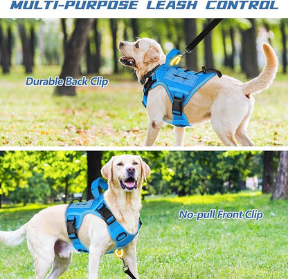 WINGOIN Blue Tactical Dog Harness for Medium Small Dogs No Pull Adjustable Pet Harness with Handle Reflective K9 Military Service Dog Vest for Walking Hiking Training (S) WINGOIN
