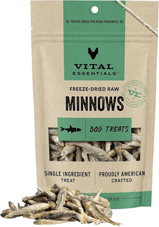 Vital Essentials Freeze Dried Raw Single Ingredient Dog Treats, Minnows, 1 oz - PAWPICO
