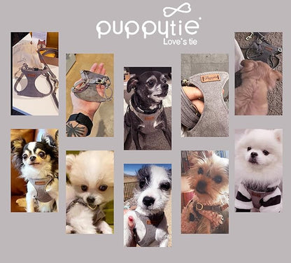 Puppytie No Pull XXS Puppy Harness with Multifunction Dog Leash,Soft Adjustable No Choke Escape Proof Pet Harness Vest,Silver Grey,XXS - PAWPICO