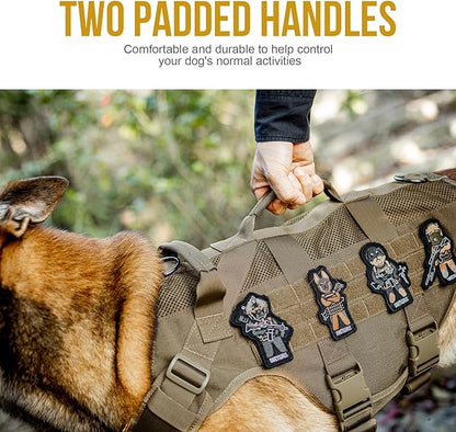 OneTigris Tactical Dog Harness for Small Dog, No Pull Small Dog Vest Harness Breathable Military Dog Molle Vests with Handles, Harness for Walking Hiking Training (Brown, XS) OneTigris