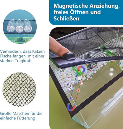 DIY Magnetic Fish Tank lid Cover Protective net 37''X18'' Keep Fish from Jumping Out Prevent Fish, Reptiles, Turtles, etc., from Escaping… JOOFAN
