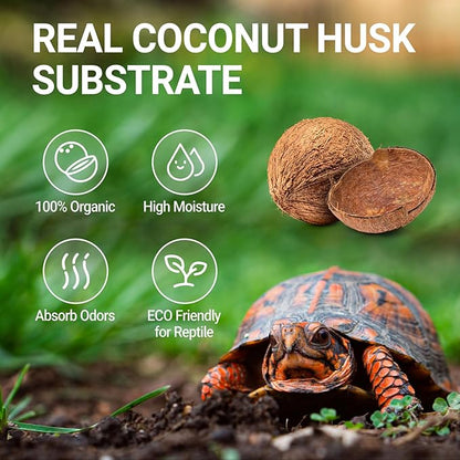 REPTI ZOO Reptile Coconut Fiber Substrate 72 Quart, Reptile Bedding Coco Coir Brick for Turtle, Hermit Crab, Spider, Frog | 100% Organic | Odor Absorption REPTIZOO