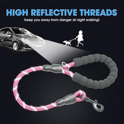 BAAPET 2/4/5/6 FT Dog Leash with Comfortable Padded Handle and Highly Reflective Threads for Small Medium and Large Dogs (2FT-1/2'', Pink) BAAPET