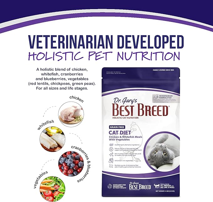 Best Breed Grain Free Cat Diet Made in USA [Natural Dry Cat Food for All Ages] - 4lbs. - PAWPICO