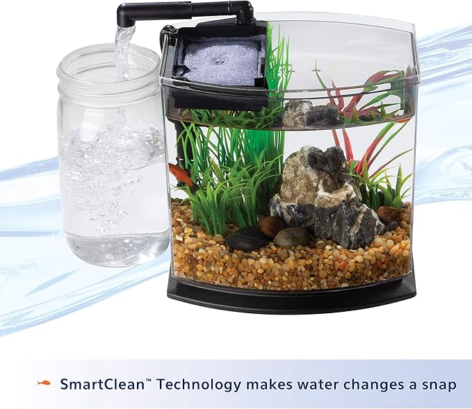 Aqueon LED MiniBow Small Aquarium Fish Tank Kit with SmartClean Technology, Blue, 1 Gallon Aqueon
