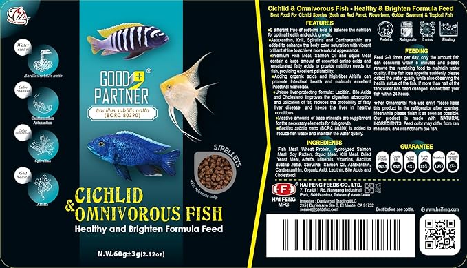 Purify Series for Cichlid Fish Food, Floating pellets, Nutritionally Balanced Professional Formula, Color Enhancing, All Natural Ingredients, Small Granule, 2.12 oz (Pack of 2) GOODPARTNERFishFoodPurifySeries
