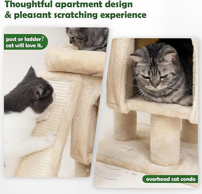 Cat Scratching Post 33'' Cat Tree Indoor Palm Tree Large Cat Perch with Scratching Posts Cat Scratch Tree with Natural Sisal Ball Furniture Suitable for Adult Cats and Kittens - PAWPICO
