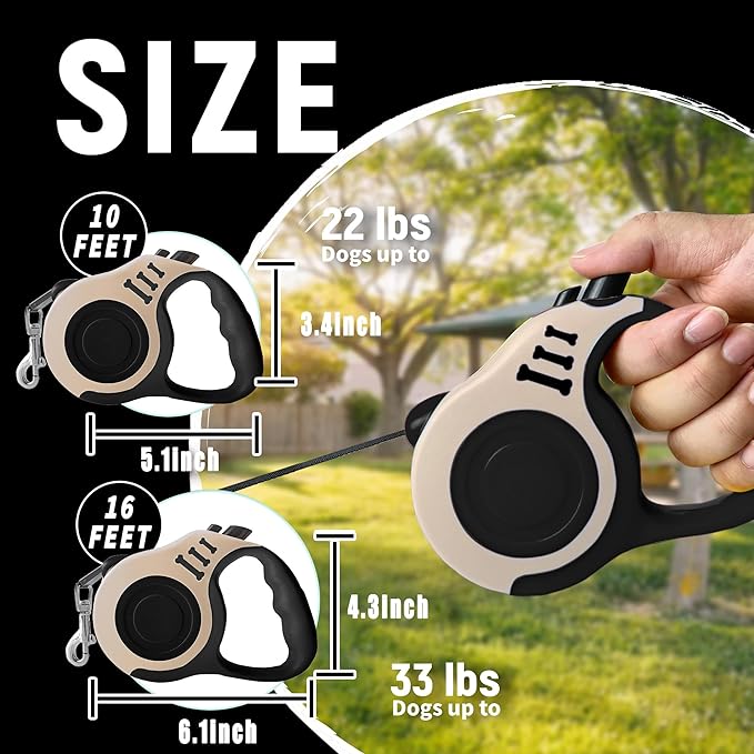 Retractable Dog Leash Automatic Telescopic Tractor Dog Tape, Pet Tape 10/16 FT Durable and Convenient, with Non-Slip Handle, Suitable for Small and Medium-Sized Dogs LIEVUIKEN