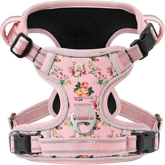 Timos Dog Harness, No-Pull Pet Harness with 2 Leash Clips, 3 Snap Buckles Adjustable Soft Padded Dog Vest, Reflective No-Choke Pet Oxford Vest with Easy Control Handle for Small Medium Large Dogs Timos