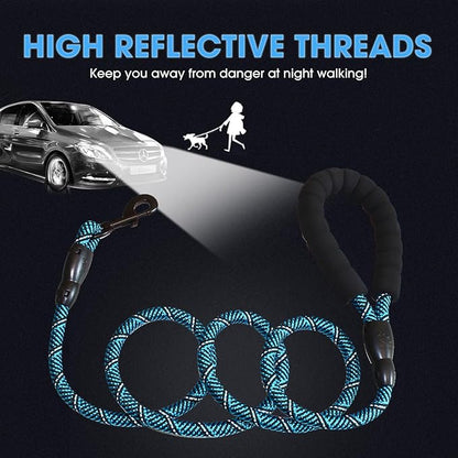 BAAPET 2/4/5/6 FT Dog Leash with Comfortable Padded Handle and Highly Reflective Threads for Small Medium and Large Dogs (5FT-1/2'', Black Blue) - PAWPICO