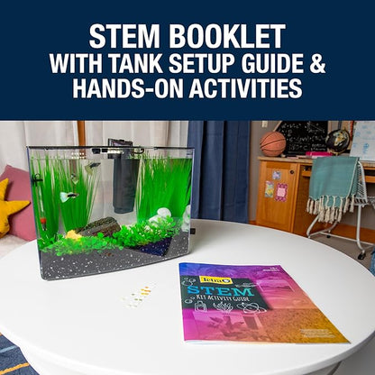 Tetra Crescent STEM Aquarium Kit 3 Gallons, Curved-Front Fish Tank with LEDs and STEM Activity Guide Tetra