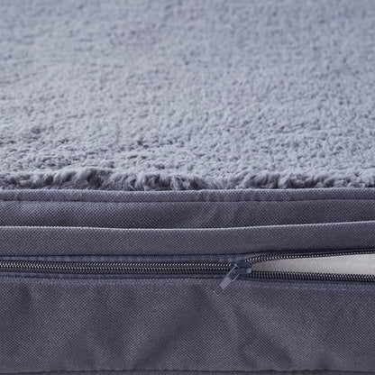 Happy Hounds Oscar Rectangle Orthopedic Foam Sherpa Dog Bed, Medium (42 x 30 in.), Prussian Blue - PAWPICO