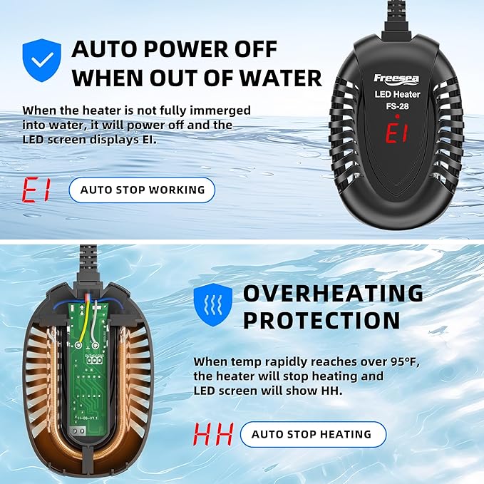 FREESEA Aquarium Fish Tank Heater: 75W Small Submersible Turtle Heater with Adjustable Temperature External Controller for Betta | Saltwater | Freshwater | 5-15 Gallon FREESEA