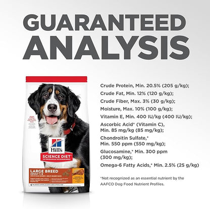 Hill's Science Diet Large Breed, Adult 1-5, Large Breed Premium Nutrition, Dry Dog Food, Chicken & Barley, 15 lb Bag - PAWPICO