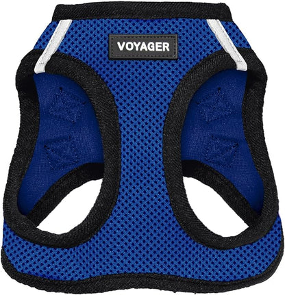 Voyager Step-in Air Dog Harness - All Weather Mesh, Reflective, No Pull Harness for Small, Medium Dogs, Cats - Secure with Hook & Loop Fastener, Buckle, Double D-Rings - Royal Blue/Black Trim, S BestPetSuppliesLLC