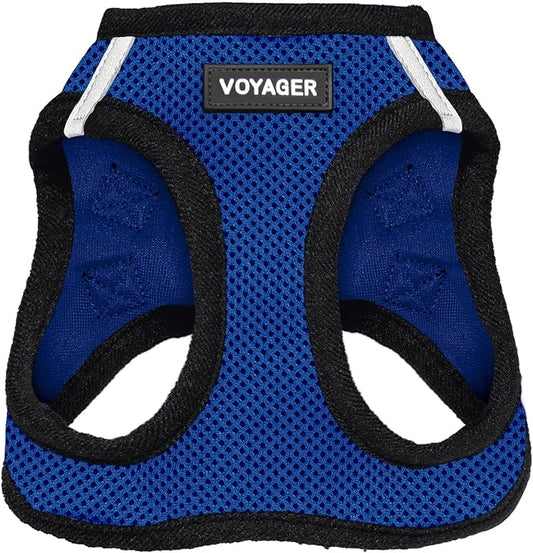 Voyager Step-in Air Dog Harness - All Weather Mesh, Reflective, No Pull Harness for Small, Medium Dogs, Cats - Secure with Hook & Loop Fastener, Buckle, Double D-Rings - Royal Blue/Black Trim, S BestPetSuppliesLLC