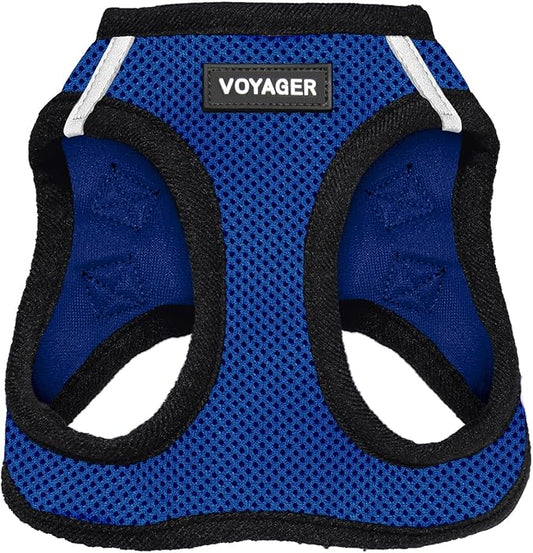 Voyager Step-in Air Dog Harness - All Weather Mesh, Reflective, No Pull Harness for Small, Medium Dogs, Cats - Secure with Hook & Loop Fastener, Buckle, Double D-Rings - Royal Blue/Black Trim, M BestPetSuppliesLLC