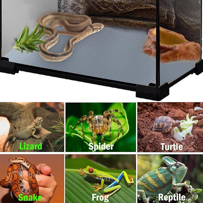 KABASI Reptile Substrate Liner Terrarium Carpet, Bearded Dragon Tank Accessories, Non-Adhesive Reptile Carpet Reptile Flooring Mat Bedding for Leopard Gecko, Snake, Lizard, Tortoise, 17.7x78.7 inch KABASI