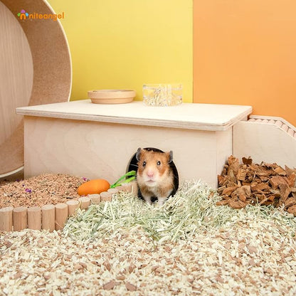 Niteangel Birch Chamber-Maze Hamster Hideout - Small Pets Woodland House Habitats Decor for Hamster Mice Gerbils Mouse Niteangel
