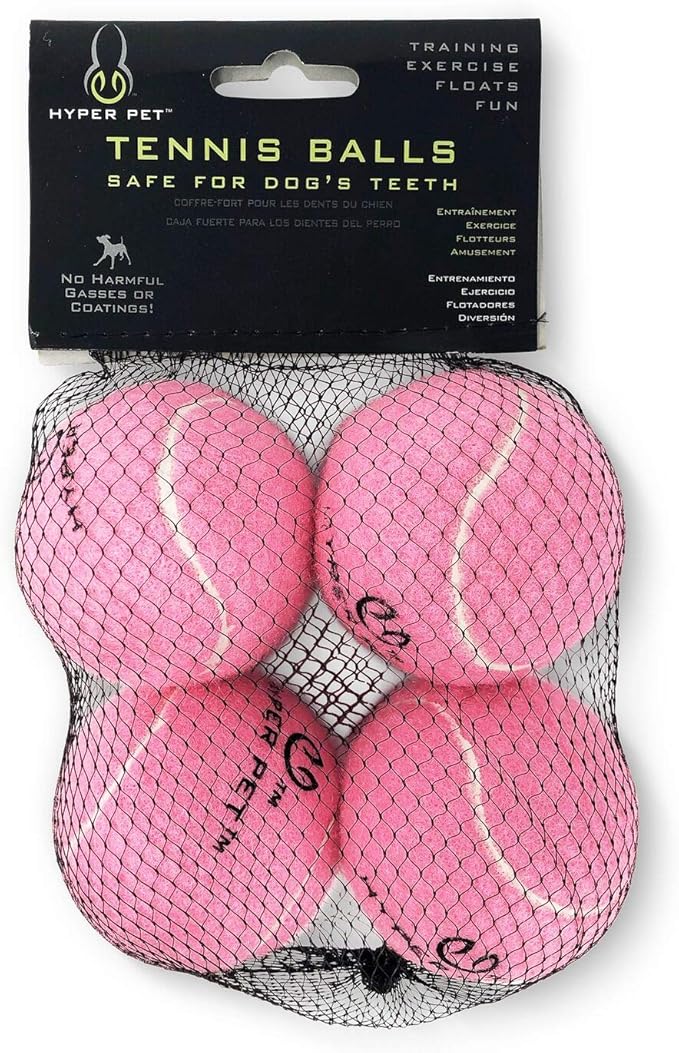 Hyper Pet Tennis Balls for Dogs (Pet Safe Dog Tennis Ball for Exercise and Training, Interactive Toys work with Hyper Pet K9 Kannon K2 Launcher - 4 Pack 2.5" Pink - PAWPICO