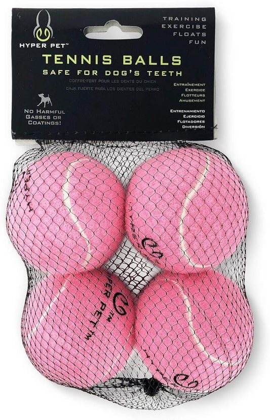 Hyper Pet Tennis Balls for Dogs (Pet Safe Dog Tennis Ball for Exercise and Training, Interactive Toys work with Hyper Pet K9 Kannon K2 Launcher - 4 Pack 2.5" Pink - PAWPICO