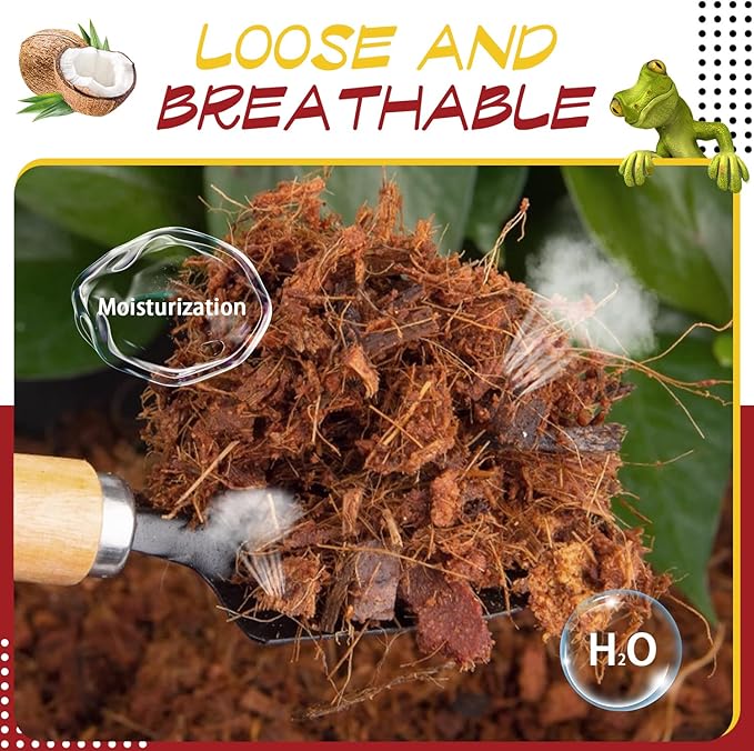 LEICHTEN 7.7LB Coconut Husk Substrate for Reptiles,56 Quart Compressed Coconut Fiber Chips Bearded Dragon Leopard Gecko Snake Bedding Ball Python Tank Accessories LEICHTEN