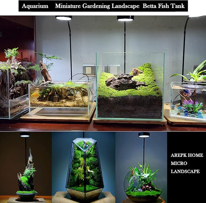 Aquarium Light Full Spectrum LED, for Under 7 Gallon Fish Tank, Light with Timer Auto On/Off, Betta Fish Tank,Indoor Plant Growth, Potted Plants, Succulent, Miniature Gardening Landscape (9) AREPK