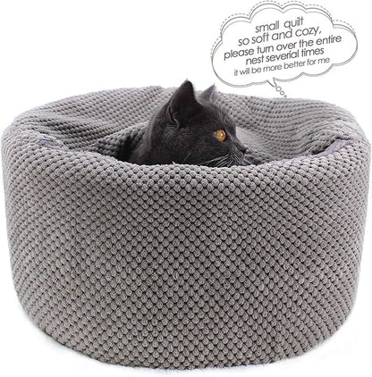 Winsterch Large Cat Beds Warm Covered Cat Beds for Indoor Outdoor Cats Kittens,Soft Enclosed Washable Round Pet Cat Cave Bed for Cats or Small Dog,Calming Cat Bed,16.5''x16.5''x7.48'' - PAWPICO