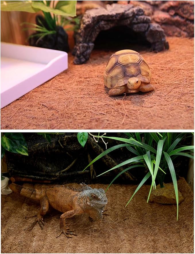Hamiledyi Reptile Carpet Natural Coconut Fiber Tortoise Carpet Mats for Pet Terrarium Liner Reptile Supplies for Lizard Snake Chamelon Turtle Bedding Bunny Rabbit Mat (15*Sheets) Hamiledyi