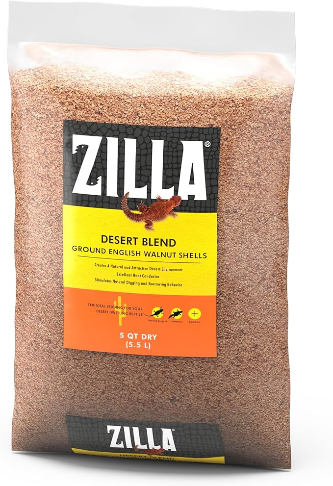Zilla Pet Reptile Terrarium Substrate Bedding, Walnut Desert Blend, for Bearded Dragons, Monitors, Skinks and Uromastyx, 5 Quart Zilla