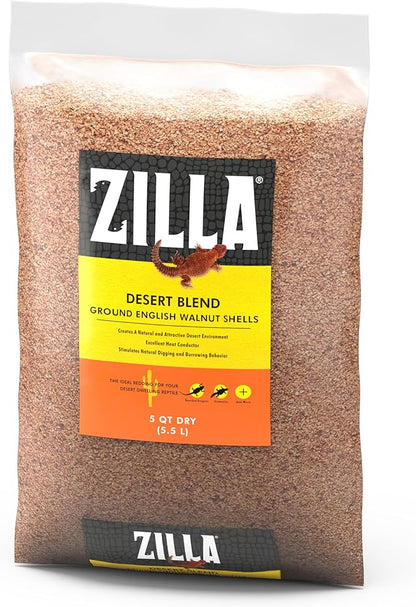 Zilla Pet Reptile Terrarium Substrate Bedding, Walnut Desert Blend, for Bearded Dragons, Monitors, Skinks and Uromastyx, 5 Quart Zilla